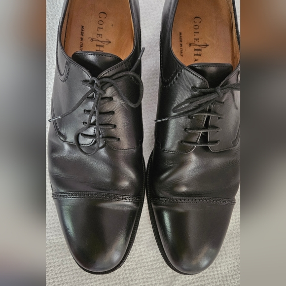 Cole Haan Black Lace Up 9.5 Mens Dress Shoes Tap Toe Nike Air Heel Made … - Picture 10 of 16